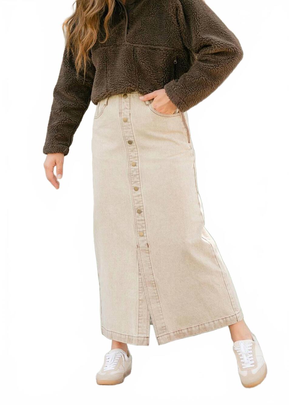 NEW MIOU MUSE out west washed skirt in brown